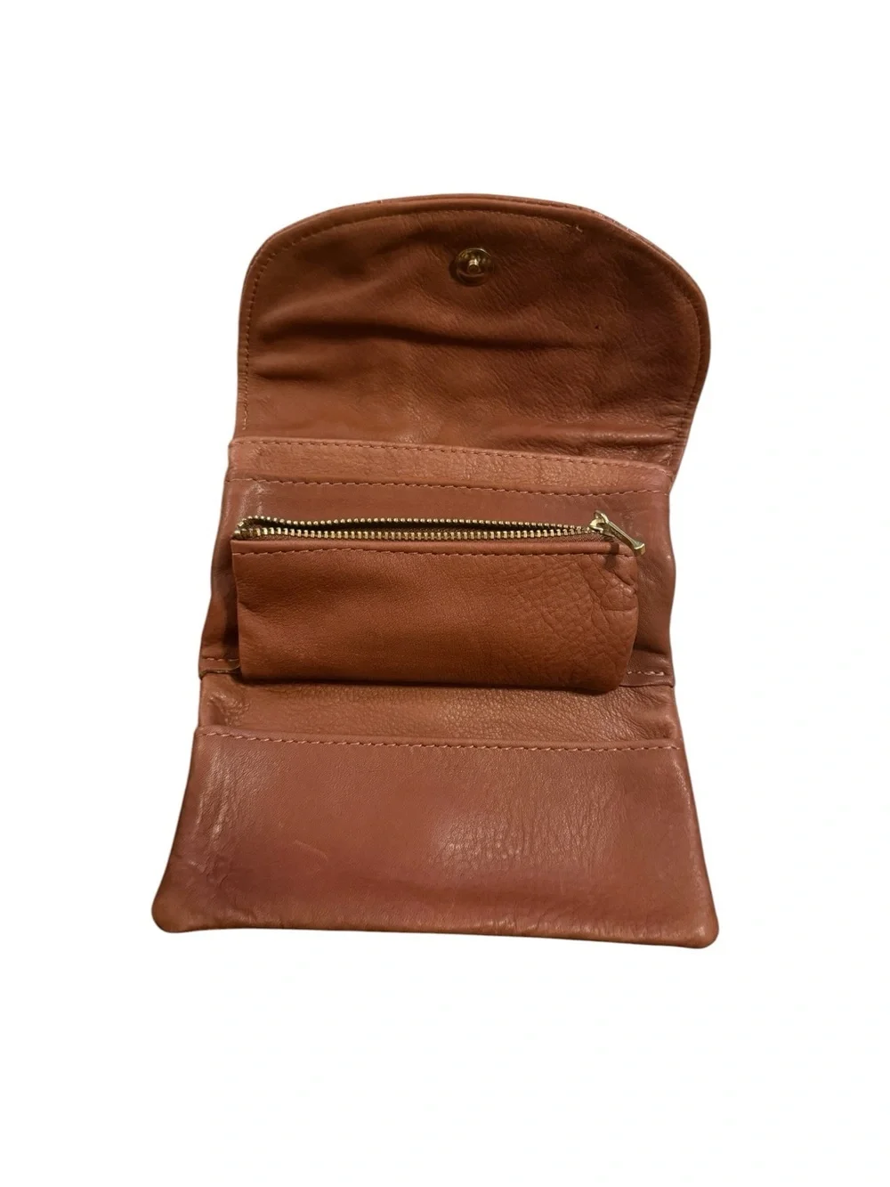 Vintage Victoria leather Classic Brown Leather Fold-Over Clutch